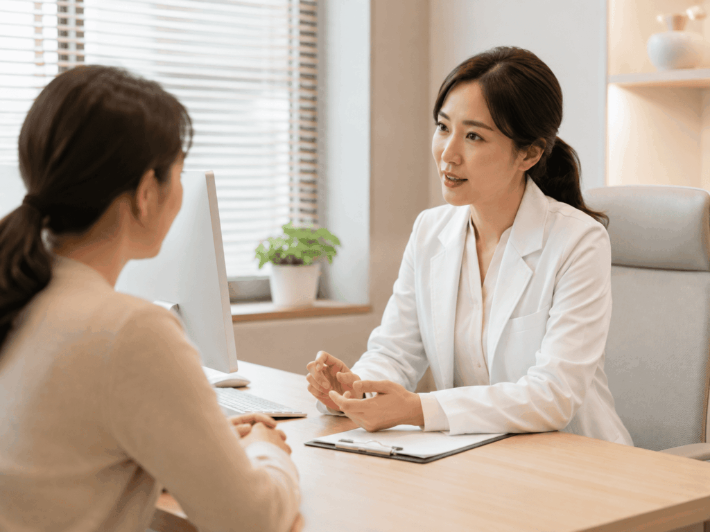doctor patient consultation, gynecologist consultation, women health clinic